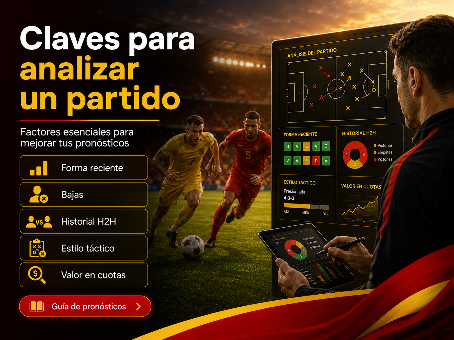 Claves para analizar un partido: forma reciente, bajas, historial H2H, estilo táctico y valor en cuotas