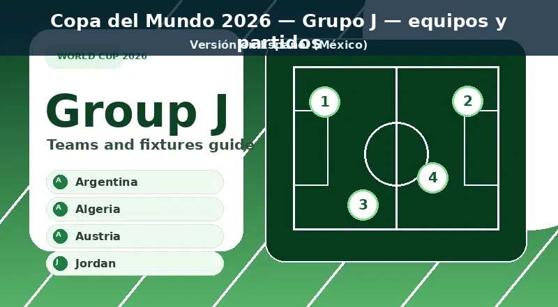 Gráfico principal para el Grupo J con Argentina, Argelia, Austria, Jordania