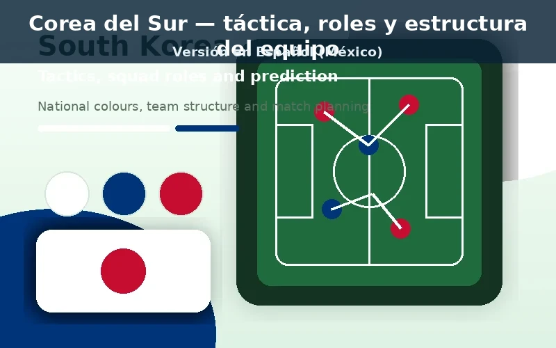 Corea del Sur Mundial 2026 táctica y plantilla visual Corea del Sur táctico plantilla previa con colores nacionales
