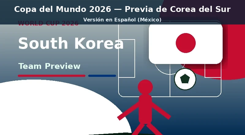 Corea del Sur Mundial 2026 previa del equipo principal Corea del Sur Mundial 2026 previa del equipo banner con colores nacionales