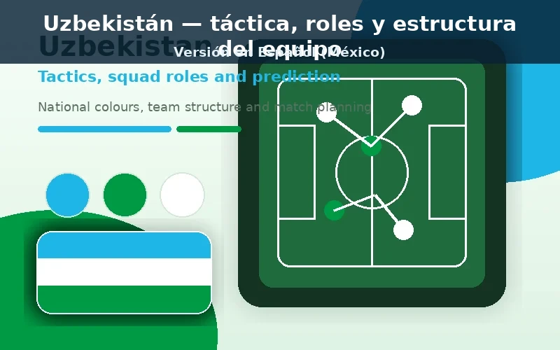 Uzbekistán Mundial 2026 táctica y plantilla visual Uzbekistán táctico plantilla previa con colores nacionales